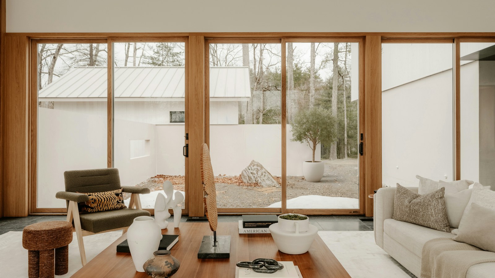 Illustrative photo of a finished living room with garden views